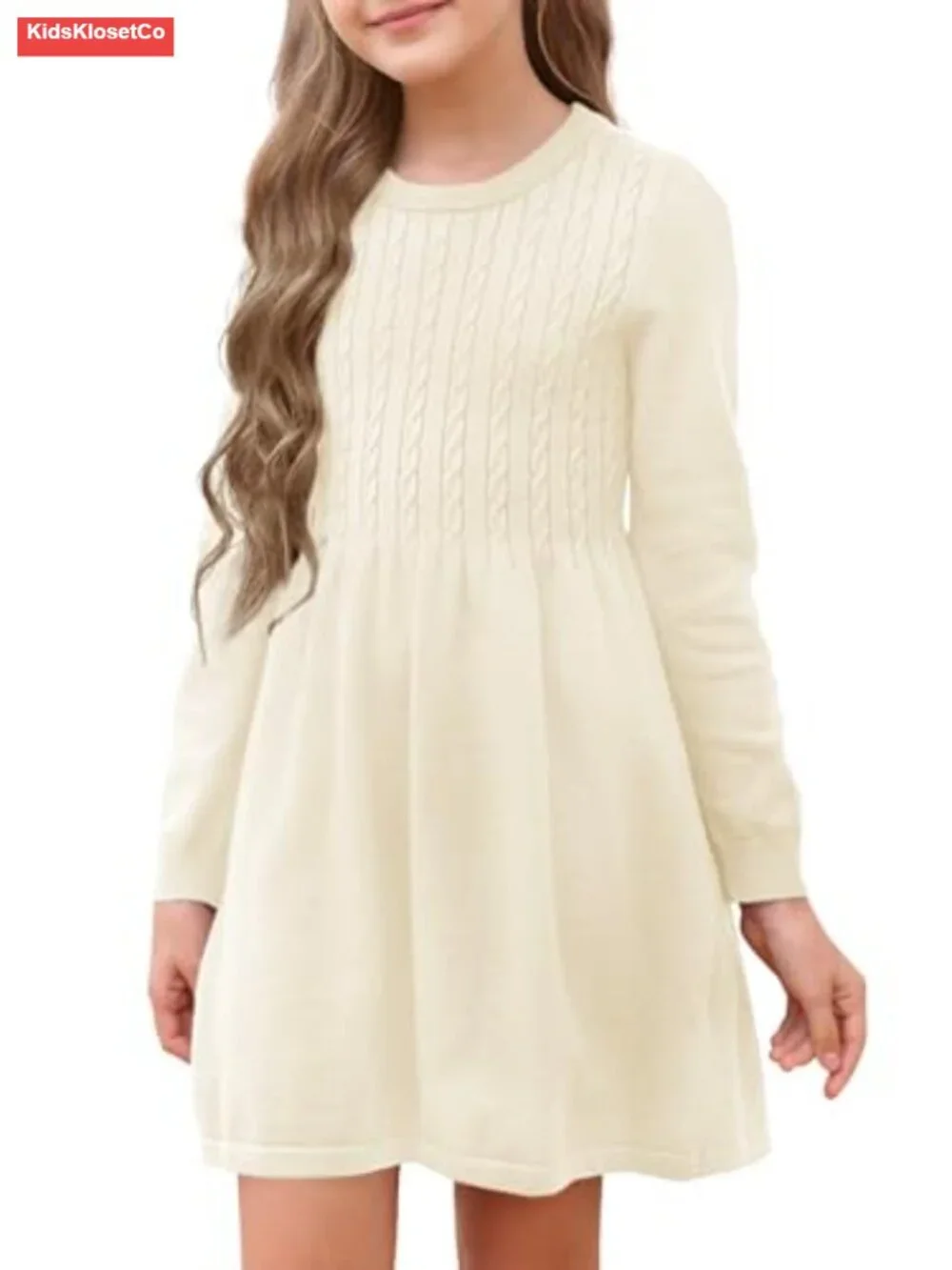 Girls Knitted Sweater Dress Long Sleeve Fall Winter Party Casual